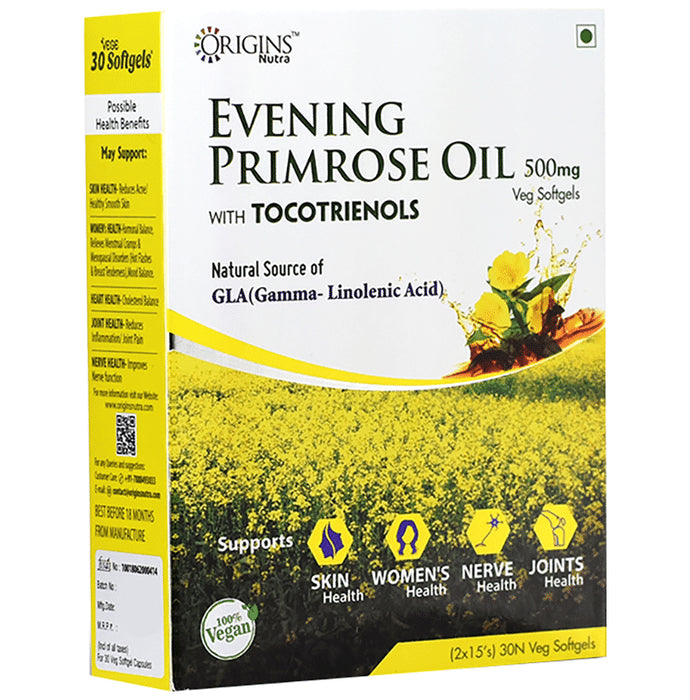 Origins Nutra Evening Primrose Oil 500mg Veg Softgel with Tocotrienols - Classic Derma