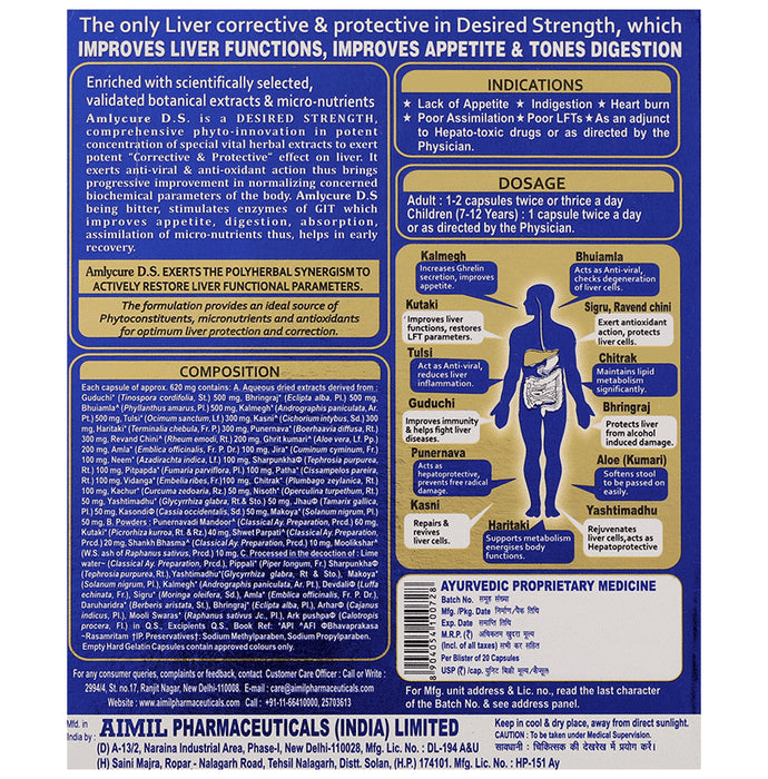 Aimil Pharmaceuticals Amlycure D.S. Capsule for Liver Health