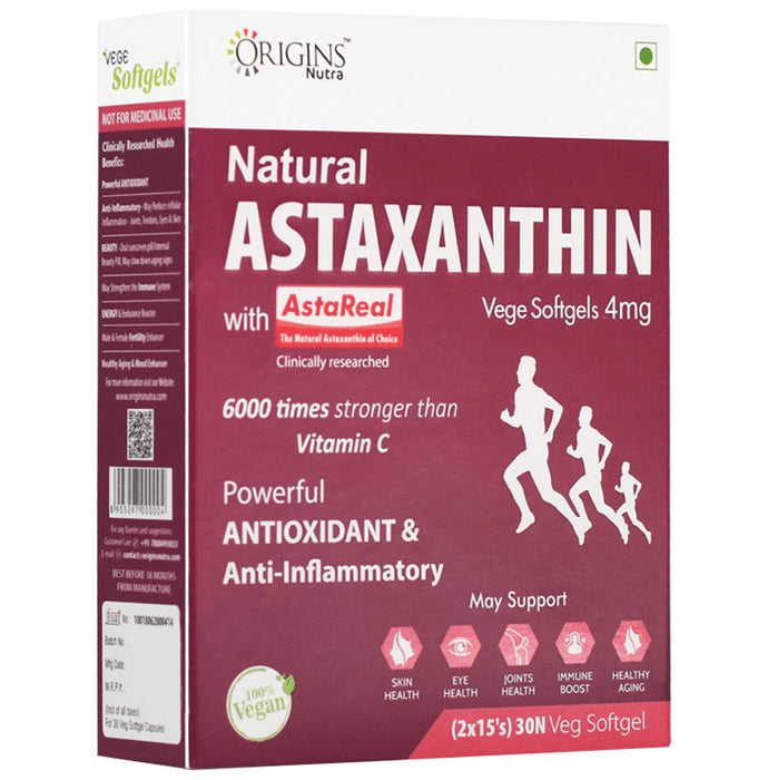 Origins Nutra Natural Astaxanthin Vege Softgel 4mg - Classic Derma