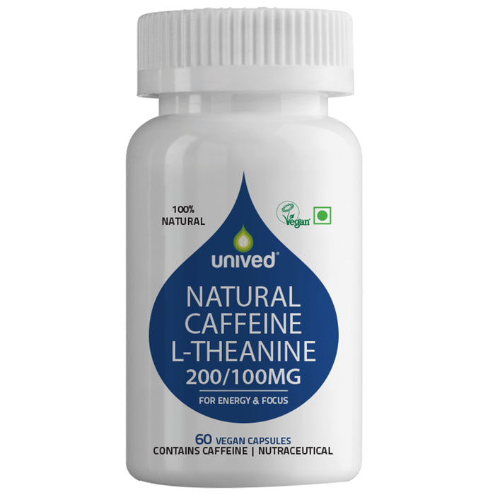 Unived Natural Caffeine L-Theanine 200/100mg Vegan Capsule - Classic Derma