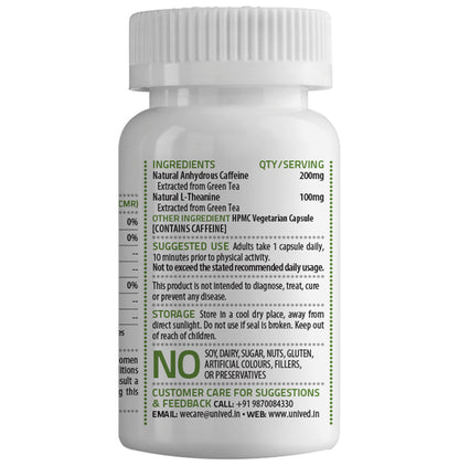 Unived Natural Caffeine L-Theanine 200/100mg Vegan Capsule