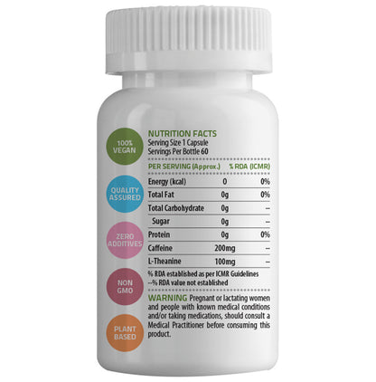Unived Natural Caffeine L-Theanine 200/100mg Vegan Capsule