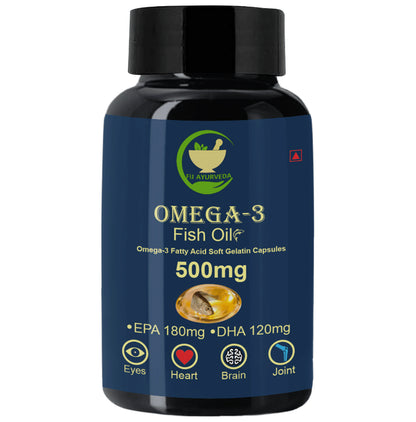 Fij Ayurveda Omega 3 Fish Oil 500mg Soft Gelatin Capsule - Classic Derma