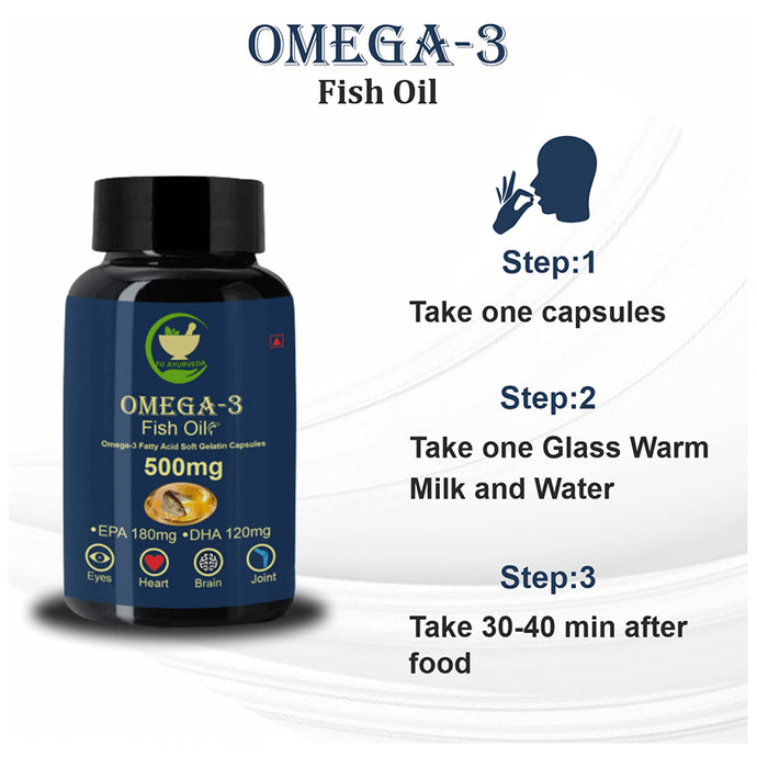 Fij Ayurveda Omega 3 Fish Oil 500mg Soft Gelatin Capsule