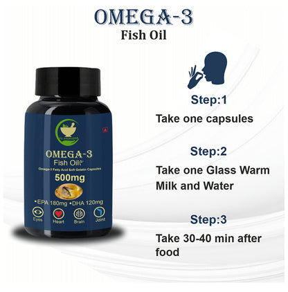 Fij Ayurveda Omega 3 Fish Oil 500mg Soft Gelatin Capsule