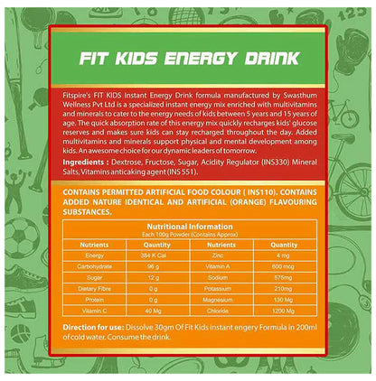 Fitspire Fit Kids Energy Drink Powder Orange