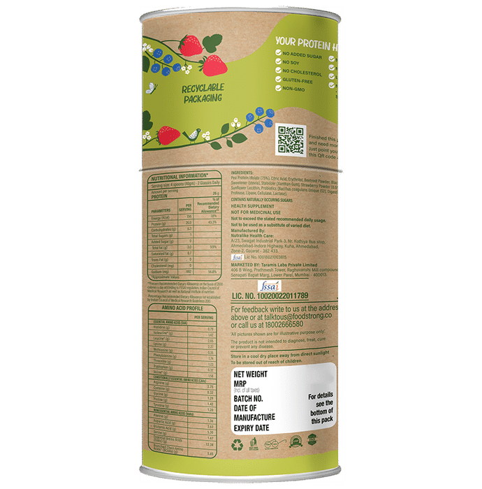 Foodstrong 100% Plant Based Vegan Pea Protein Isolates Wild Berries