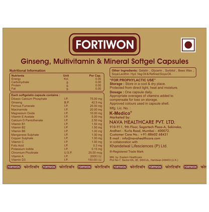 Fortiwon Multivitamin & Minerals Soft Gelatin Capsule