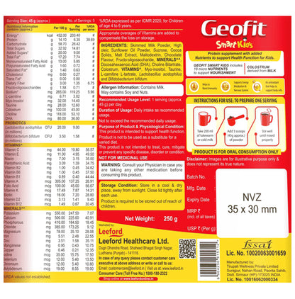 Geofit Kids Protein Powder with DHA,Vitamins & Minerals | Flavour Chocolate
