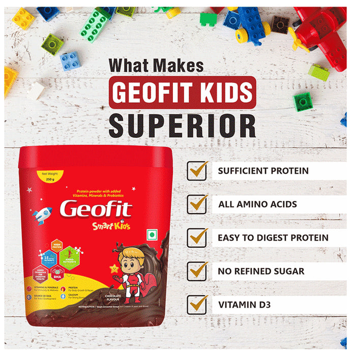 Geofit Kids Protein Powder with DHA,Vitamins & Minerals | Flavour Chocolate
