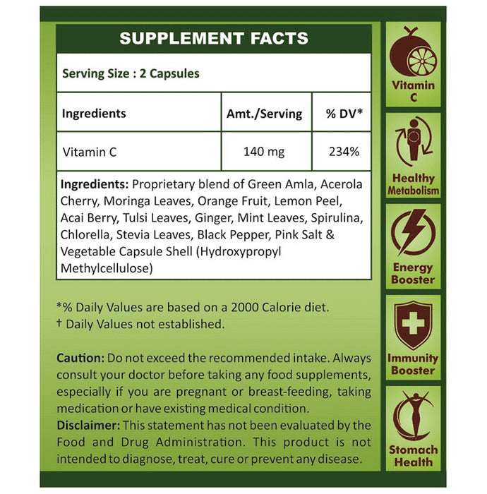 Geofresh Natural Plant Based & Organic Vitamin C Veg Capsule