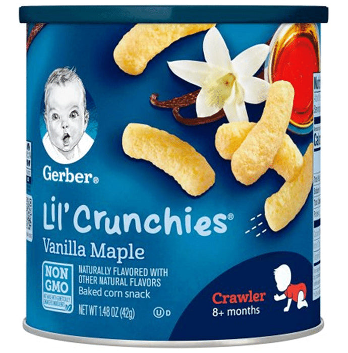 Gerber Lil' Crunchies Baked Corn Snack Crawler 8+ Months Vanilla Maple - Classic Derma