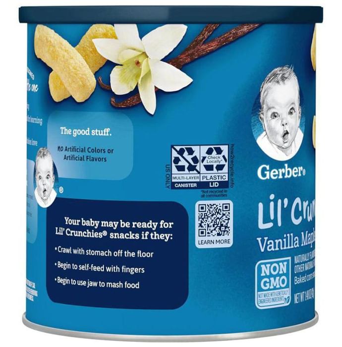Gerber Lil' Crunchies Baked Corn Snack Crawler 8+ Months Vanilla Maple