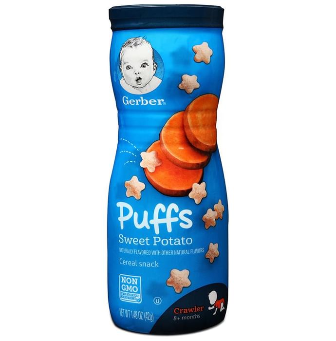 Gerber Puffs Cereal Snack Crawler 8+ Months Sweet Potato - Classic Derma
