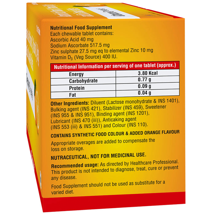 Glencee-D Ascorbic Acid, Vitamin D3 and Zinc Chewable Tablet Orange