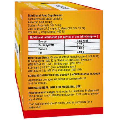 Glencee-D Ascorbic Acid, Vitamin D3 and Zinc Chewable Tablet Orange