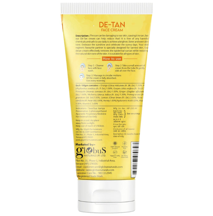 Globus Naturals De Tan Face Cream (100gm Each)