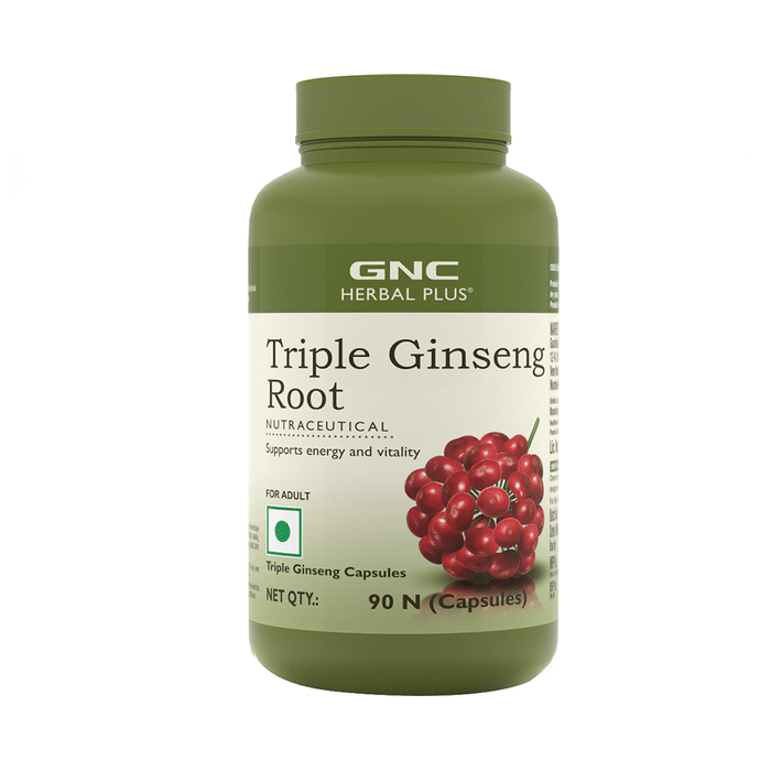 GNC Herbal Plus Triple Ginseng Root Capsule | For Energy & Vitality Support - Classic Derma