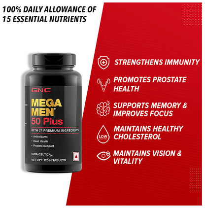 GNC Mega Men 50 Plus | With Antioxidants for Heart & Prostate Support | Tablet