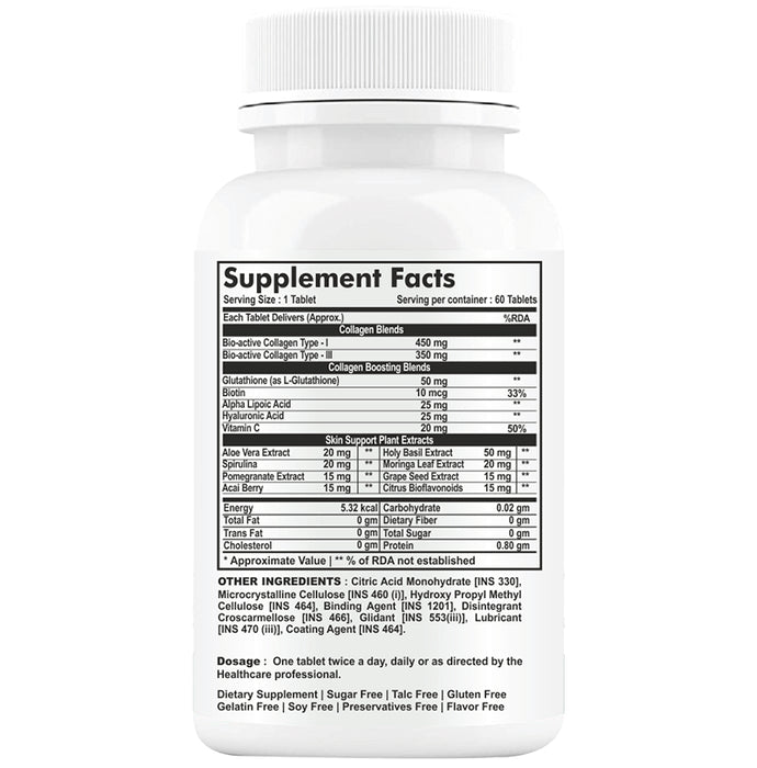 Goa Nutritions Collagen I & III Enteric Coated Sustained Release Tablet Sugar Free