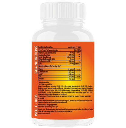 Goa Nutritions Well C Kids Chewable Tablet Orange