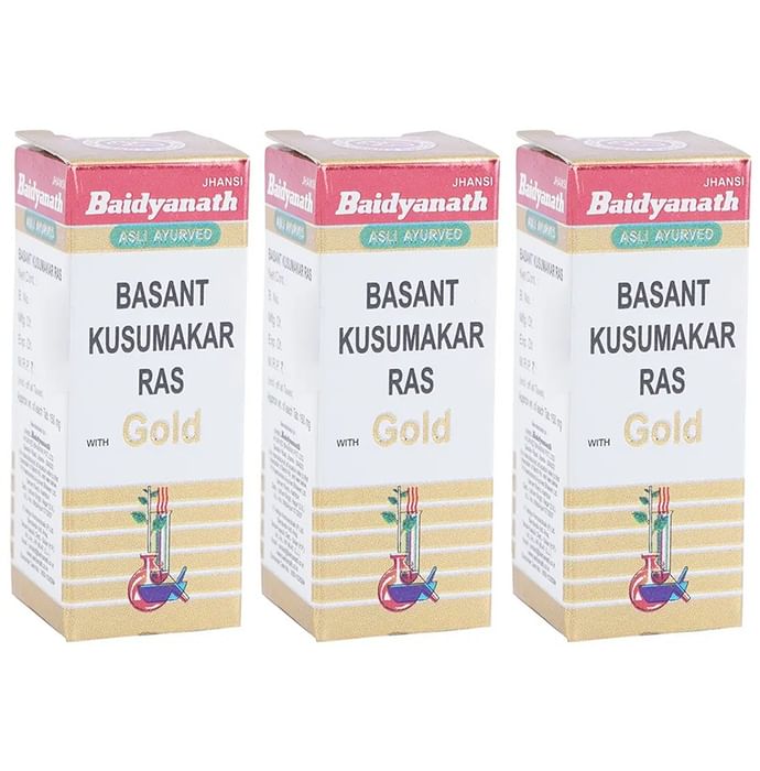Baidyanath Basant Kusumakar Ras with Gold Tablet (50 Each) - Classic Derma