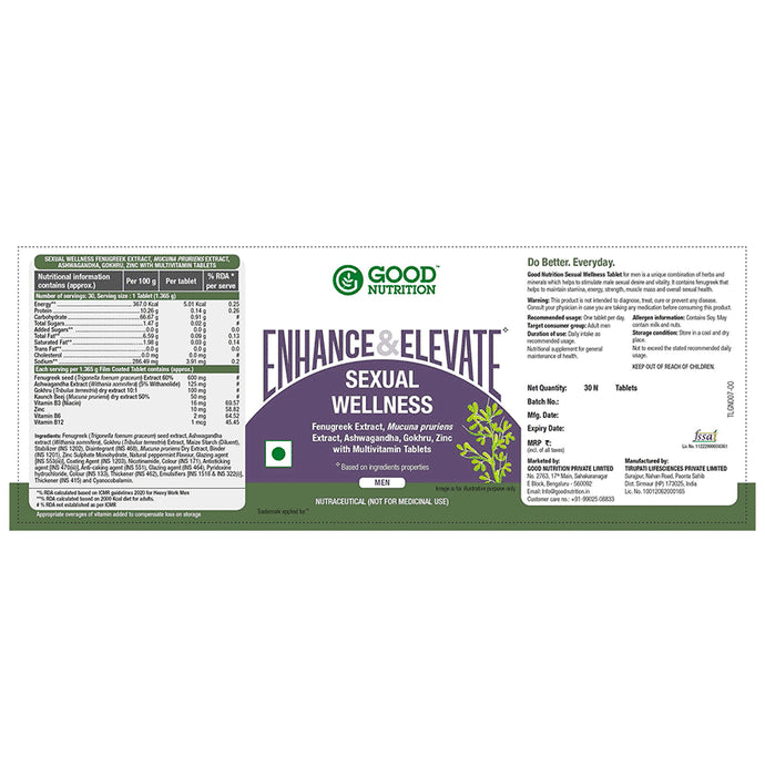 Good Nutrition Enhance & Elevate Sexual Wellness Tablet for Men Tablet