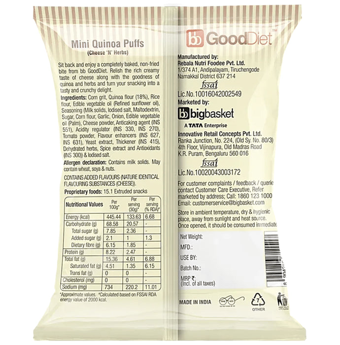 GoodDiet Quinoa Puffs Cheese and Herbs