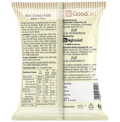 GoodDiet Quinoa Puffs Cheese and Herbs