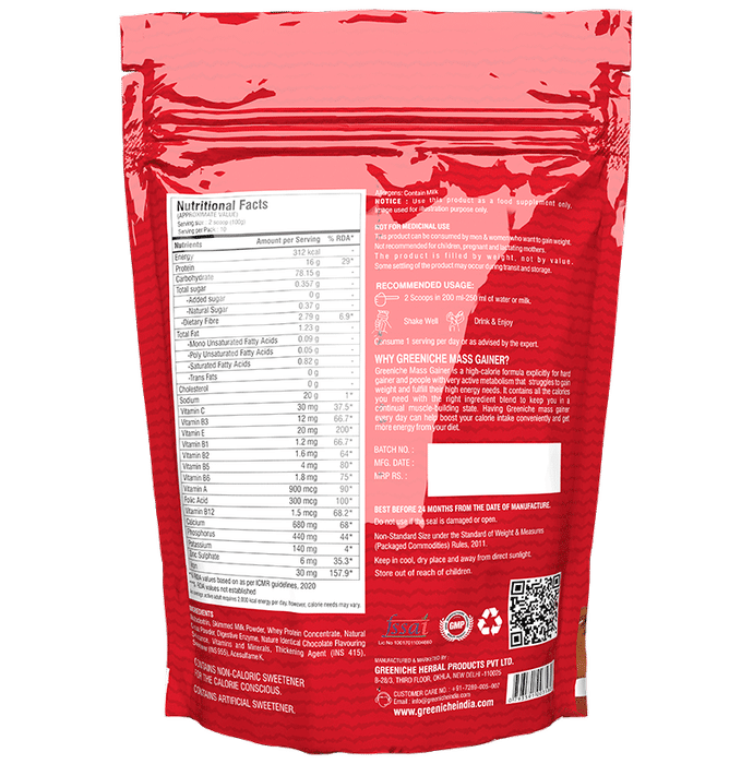 Greeniche Mass Gainer Powder Chocolate