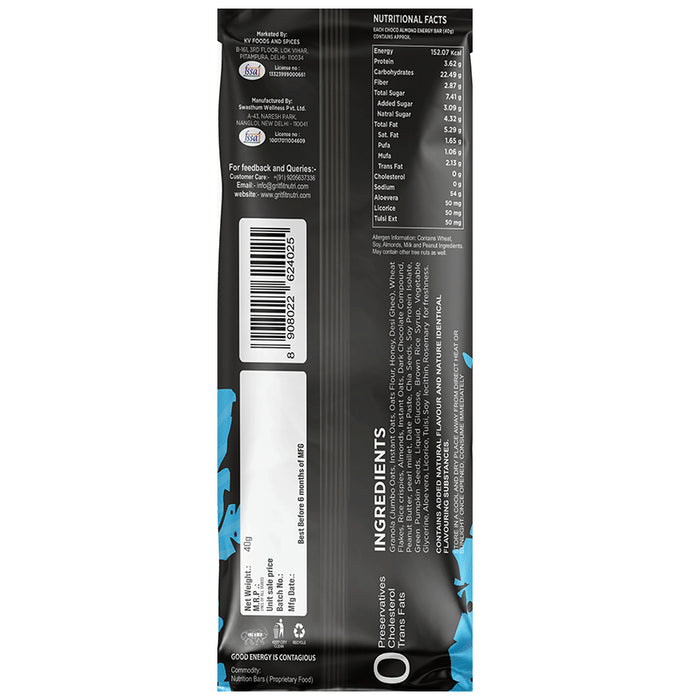 Gritfit Energy Bar (40gm Each) Choco Almond