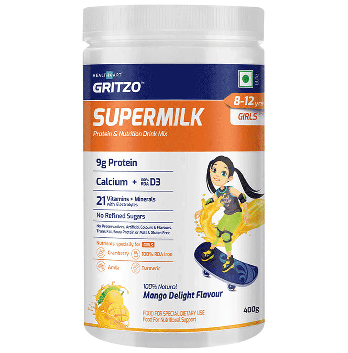 Gritzo Supermilk 8-12 year Girls Natural Mango Delight - Classic Derma