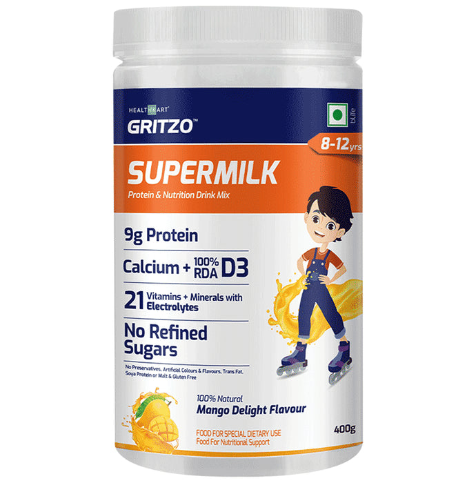 Gritzo Supermilk 8-12 year Kids Natural Mango Delight - Classic Derma