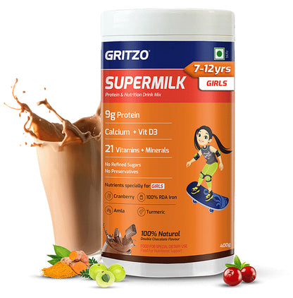 Gritzo SuperMilk Daily Nutrition 7-12 Yrs Girls Double Chocolate