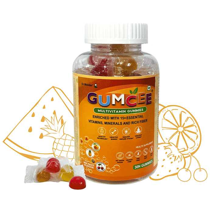 Gumcee Multivitamin Gummies with 15 Essential Vitamins (30 Each) Mix Fruit