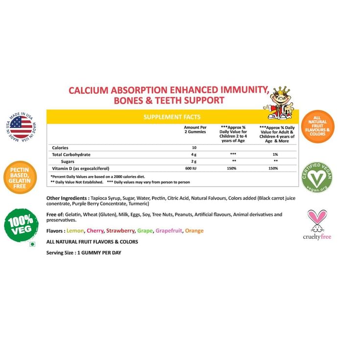 Gummiking Vitamin D gummies Good Source of Calcium Absorption Gummy