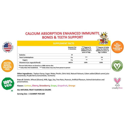 Gummiking Vitamin D gummies Good Source of Calcium Absorption Gummy