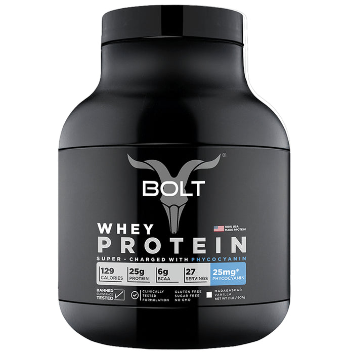 Bolt Whey Protein for Muscle Growth & Lean Muscle Mass | Flavour Powder Madagascar Vanilla - Classic Derma