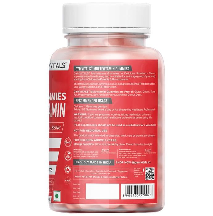 Gymvitals Multivitamin Veg Gummies Strawberry