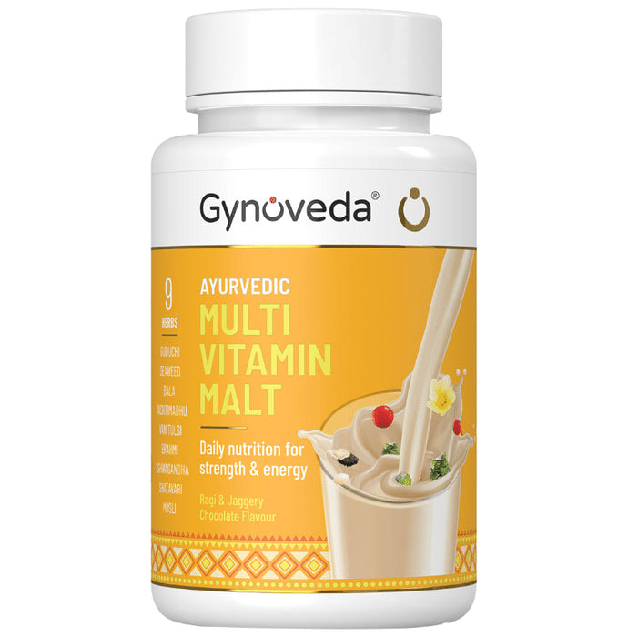 Gynoveda Ayurvedic Multi Vitamin Malt (250gm Each) for Strength & Energy | Ragi & Jaggery Chocolate - Classic Derma
