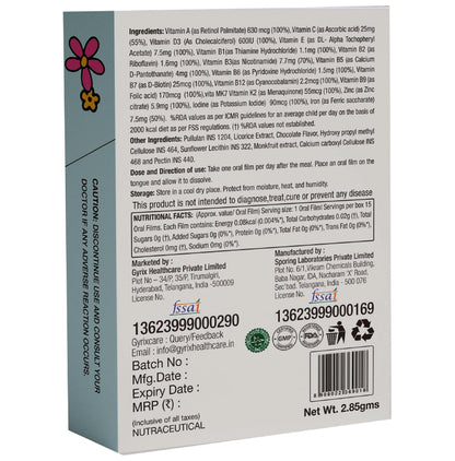 Gyrix Kids Multivitamin Oral Thin Film Chocolate