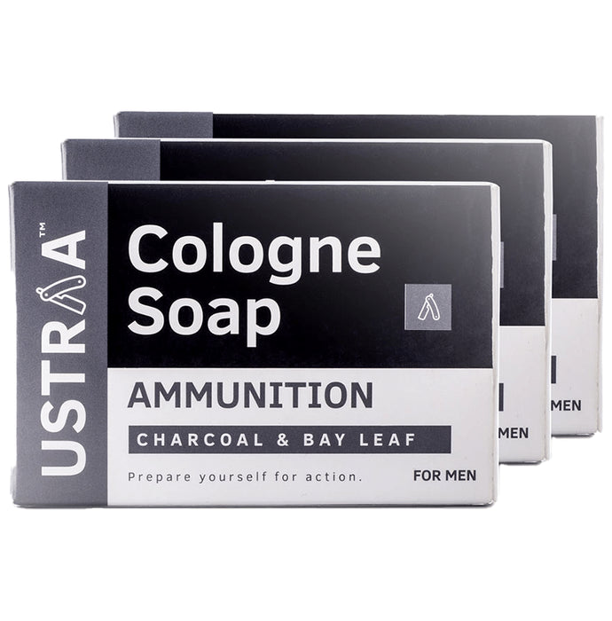 Ustraa Ammunition Charcoal & Bay Leaf Cologne Soap for Men (125gm Each) - Classic Derma