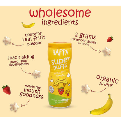 Happa Organic Super Puffs Strawberry + Banana
