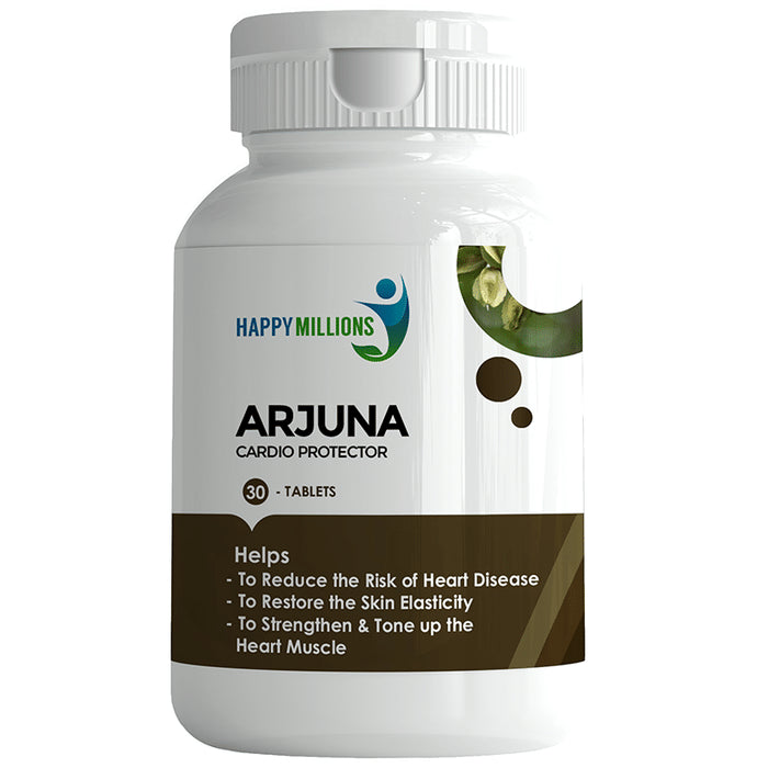 Happy Millions Arjuna Tablet | Cardio Protector & Healthy Heart | - Classic Derma