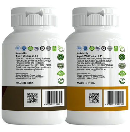 Happy Millions Combo Pack of Arjuna Tablets (30) & Ashwagandha Tablets (30)