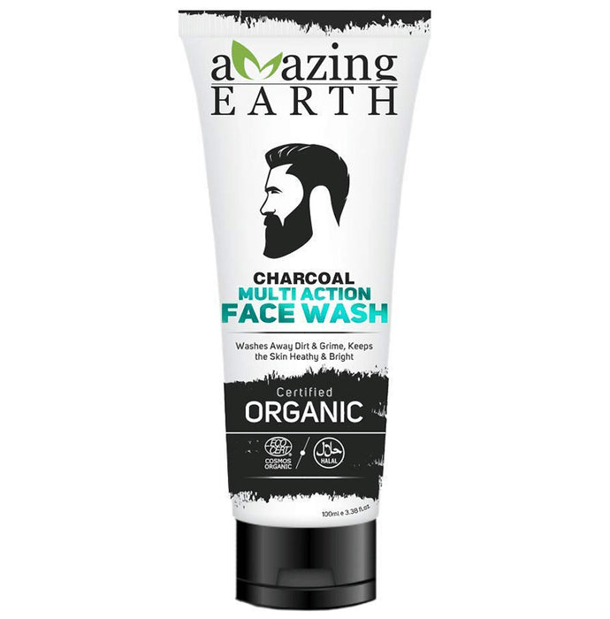 Amazing Earth Charcoal Multi Action Face Wash for Men - Classic Derma