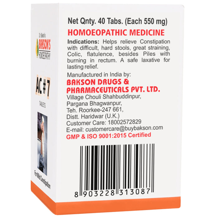 Bakson's Homeopathy AC#7 Tablet