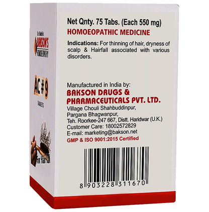 Bakson's Homeopathy AC#9 Tablet