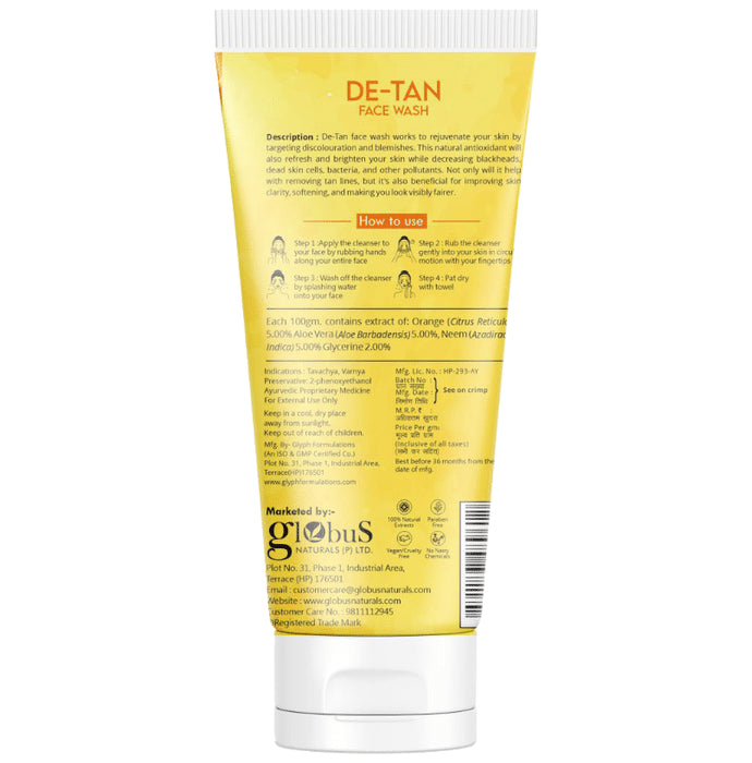 Globus Naturals De Tan Face Wash (100gm Each)