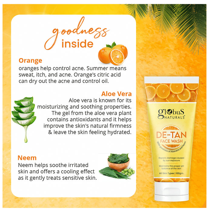 Globus Naturals De Tan Face Wash (100gm Each)